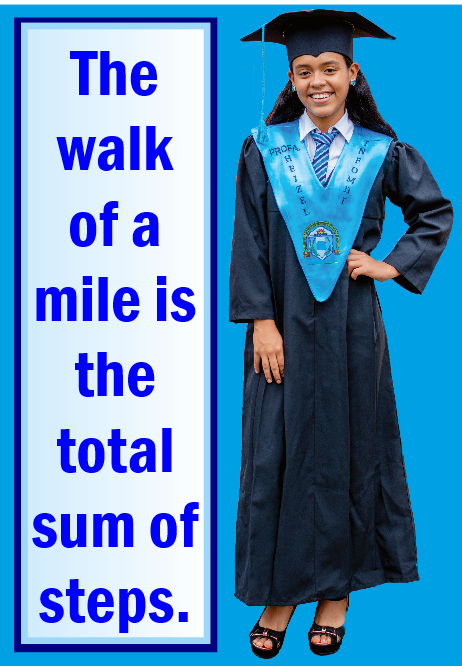 The walk of a mile is the total sum of steps.